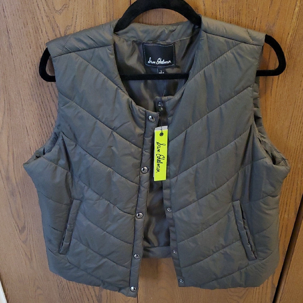 Sam Edelman Quilted Khaki Vest
